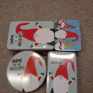 Gnome for the holidays cookie tins